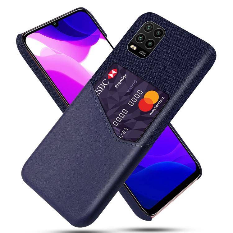 

For Xiaomi Mi 10 Lite Cloth Texture PC + PU Leather Back Cover Shockproof Case with Card Slot(Blue)