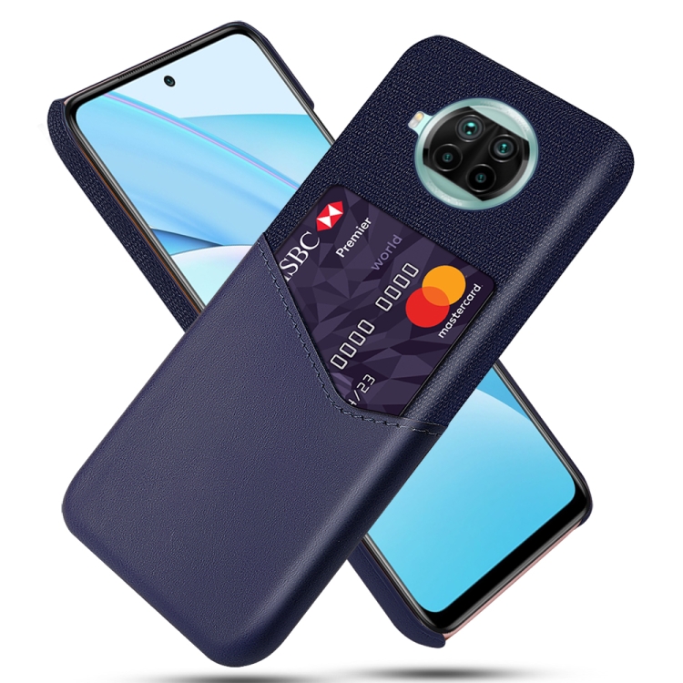 

For Xiaomi Mi 10T Lite Cloth Texture PC + PU Leather Back Cover Shockproof Case with Card Slot(Blue)