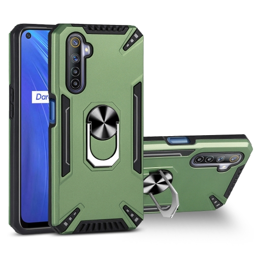 

For Realme 6 PC + TPU Protective Case with 360 Degrees Rotatable Ring Holder(Dark Green)