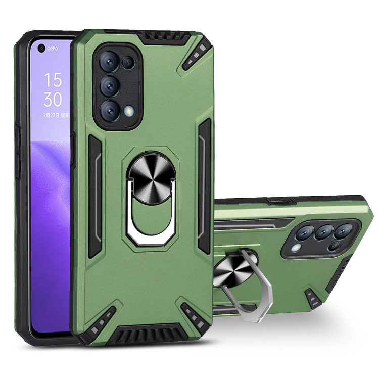 

For OPPO Reno5 4G PC + TPU Protective Case with 360 Degrees Rotatable Ring Holder(Dark Green)
