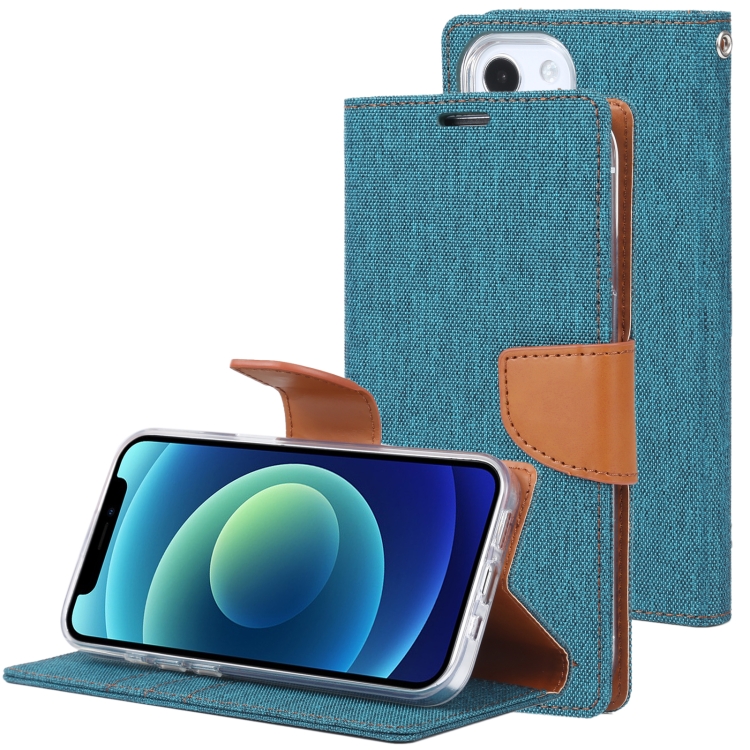 

GOOSPERY CANVAS DIARY Cross Texture Horizontal Flip Leather Case with Holder& Card Slots & Wallet For iPhone 13 mini(Green)