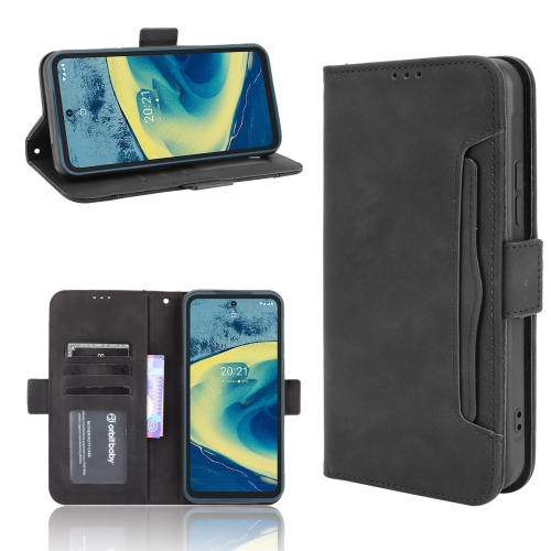 

For Nokia XR20 Skin Feel Calf Pattern Horizontal Flip Leather Case with Holder & Card Slots & Photo Frame(Black)