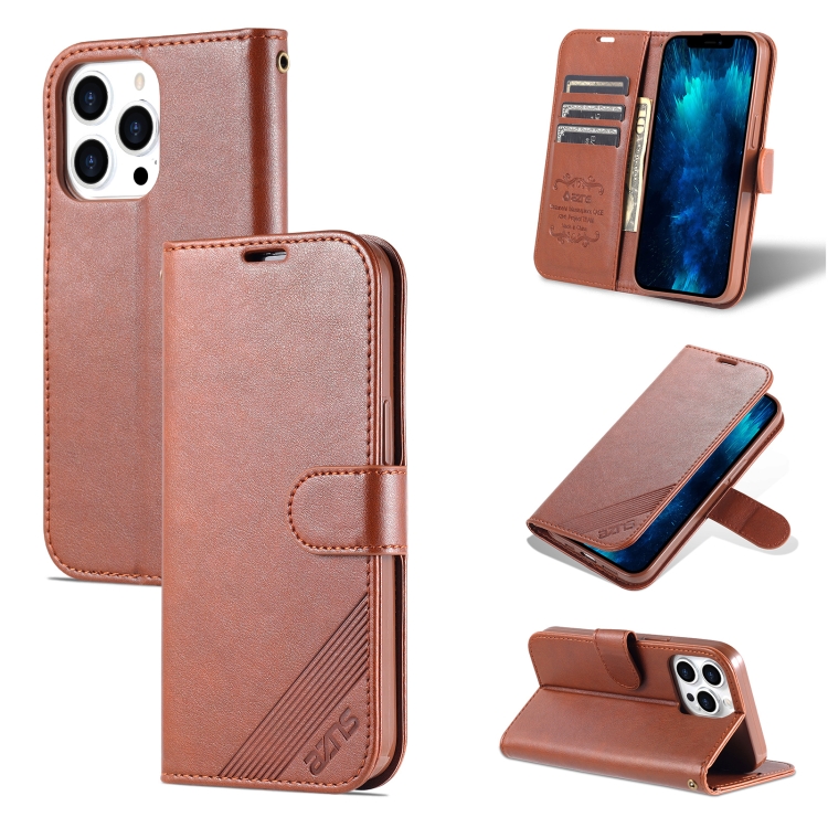 

AZNS Sheepskin Texture Horizontal Flip Leather Case with Holder & Card Slots & Wallet For iPhone 13 Pro(Brown)