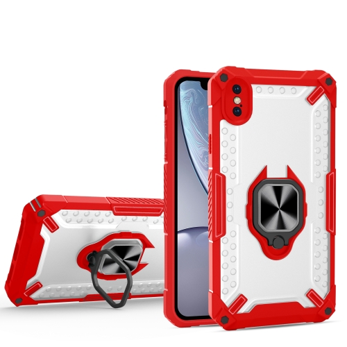 

Matte TPU + PC Magnetic Shockproof Case with Ring Holder For iPhone X / XS(Red)