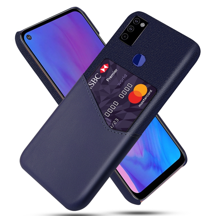 

For Samsung Galaxy M51 Cloth Texture PC + PU Leather Back Cover Shockproof Case with Card Slot(Blue)