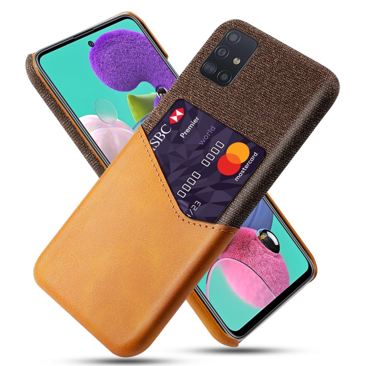 

For Samsung Galaxy A51 Cloth Texture PC + PU Leather Back Cover Shockproof Case with Card Slot(Orange)