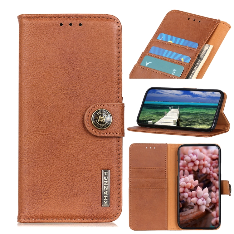 

For Motorola Edge 20 Pro KHAZNEH Cowhide Texture Horizontal Flip Leather Case with Holder & Card Slots & Wallet(Brown)