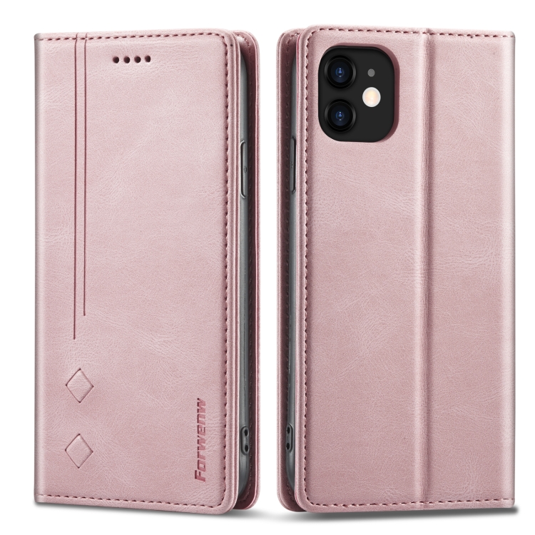 

Forwenw F2 Series Magnetic Horizontal Flip Leather Case with Holder & Card Slots & Wallet For iPhone 11(Rose Gold)
