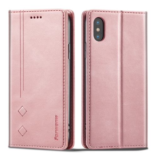 

Forwenw F2 Series Magnetic Horizontal Flip Leather Case with Holder & Card Slots & Wallet For iPhone X / XS(Rose Gold)