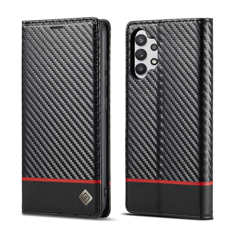 

LC.IMEEKE Carbon Fiber PU + TPU Horizontal Flip Leather Case with Holder & Card Slot & Wallet For Samsung Galaxy A32 4G(Horizontal Black)