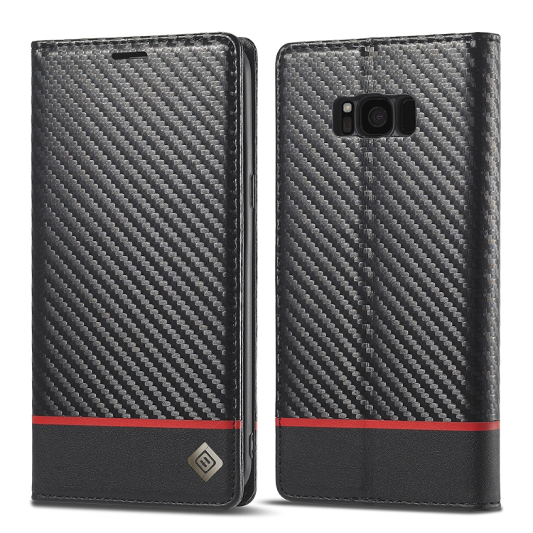 

LC.IMEEKE Carbon Fiber PU + TPU Horizontal Flip Leather Case with Holder & Card Slot & Wallet For Samsung Galaxy S8(Horizontal Black)