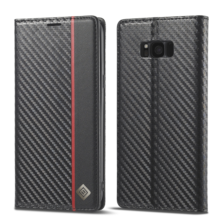 

LC.IMEEKE Carbon Fiber PU + TPU Horizontal Flip Leather Case with Holder & Card Slot & Wallet For Samsung Galaxy S8+(Vertical Black)