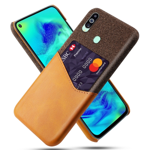 

For Samsung Galaxy M40 Cloth Texture PC + PU Leather Back Cover Shockproof Case with Card Slot(Orange)