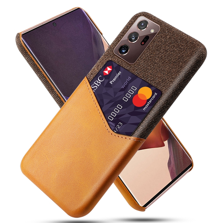

For Samsung Galaxy Note20 Ultra Cloth Texture PC + PU Leather Back Cover Shockproof Case with Card Slot(Orange)