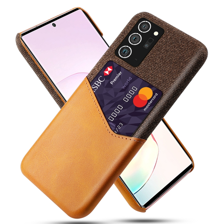 

For Samsung Galaxy Note20 Ultra 5G Cloth Texture PC + PU Leather Back Cover Shockproof Case with Card Slot(Orange)