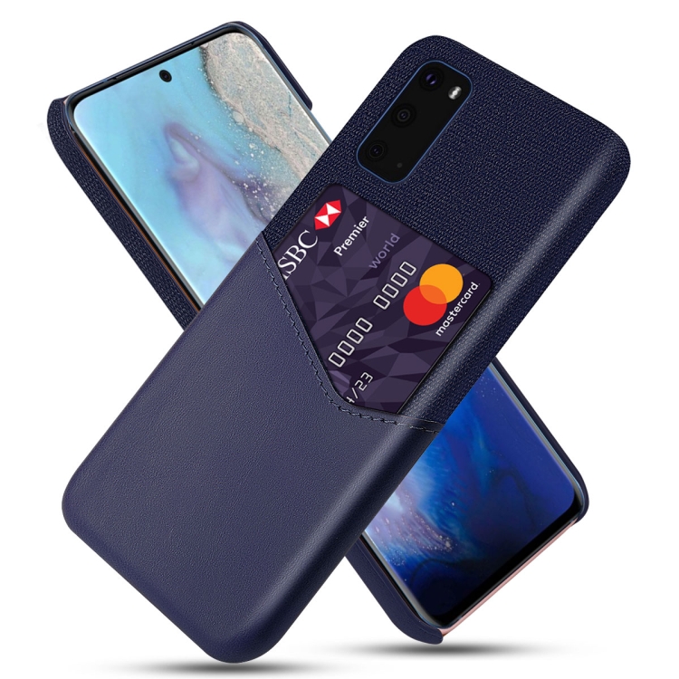 

For Samsung Galaxy S20 Cloth Texture PC + PU Leather Back Cover Shockproof Case with Card Slot(Blue)
