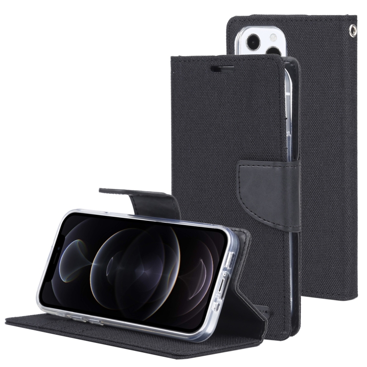 

GOOSPERY CANVAS DIARY Canvas Texture Horizontal Flip PU Leather Case with Holder & Card Slots & Wallet For iPhone 13 Pro Max(Black)