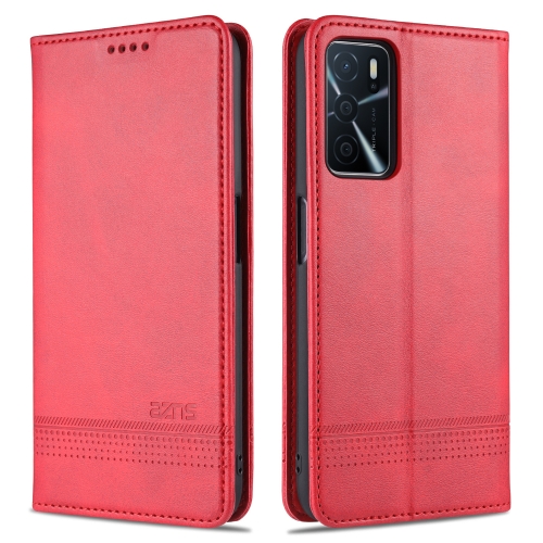 

For OPPO A16 AZNS Magnetic Calf Texture Horizontal Flip Leather Case with Card Slots & Holder & Wallet(Red)