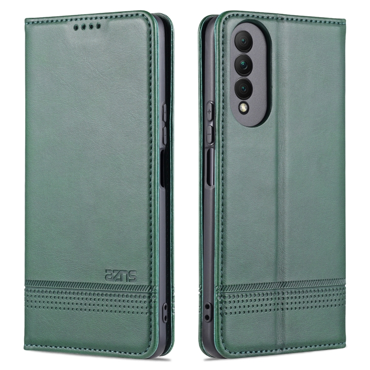 

For Honor X20 SE AZNS Magnetic Calf Texture Horizontal Flip Leather Case with Card Slots & Holder & Wallet(Dark Green)