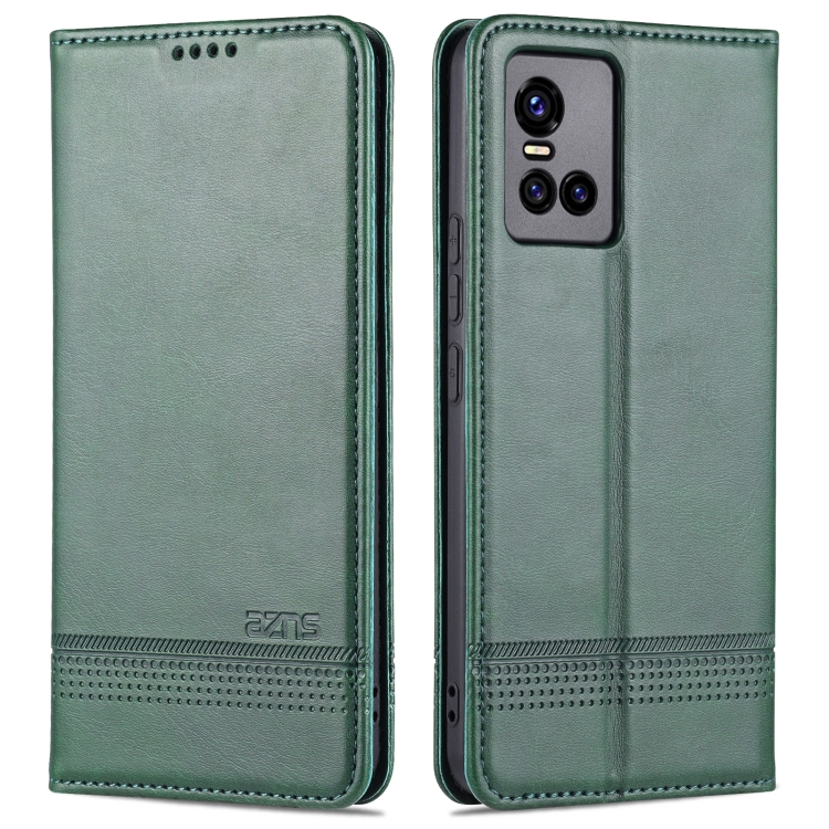 

For vivo S10 AZNS Magnetic Calf Texture Horizontal Flip Leather Case with Card Slots & Holder & Wallet(Dark Green)