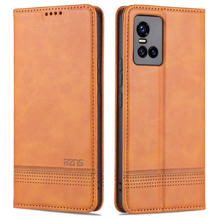 

For vivo S10 AZNS Magnetic Calf Texture Horizontal Flip Leather Case with Card Slots & Holder & Wallet(Light Brown)