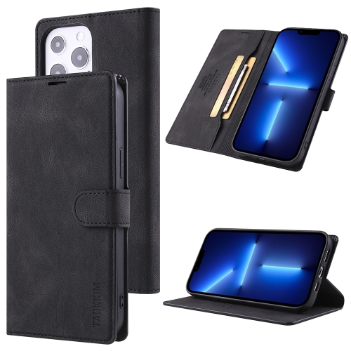 

TAOKKIM Skin Feel Calf Texture Horizontal Flip PU Leather Case with Holder & Card Slots & Photo Frame & Wallet For iPhone 13 Pro(Black)