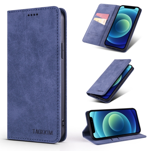 

TAOKKIM Retro Matte PU Horizontal Flip Leather Case with Holder & Card Slots For iPhone 13 Pro(Blue)