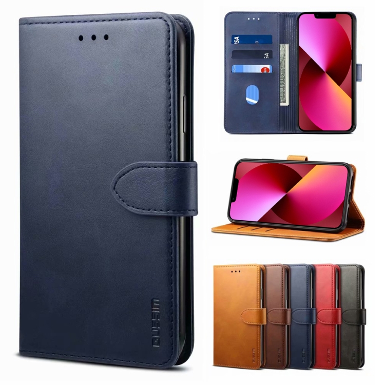 

GUSSIM Business Style Horizontal Flip Leather Case with Holder & Card Slots & Wallet For iPhone 13(Blue)