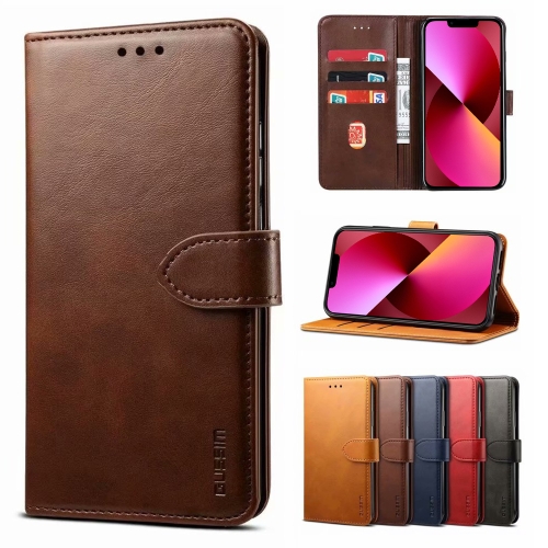 

GUSSIM Business Style Horizontal Flip Leather Case with Holder & Card Slots & Wallet For iPhone 13(Brown)