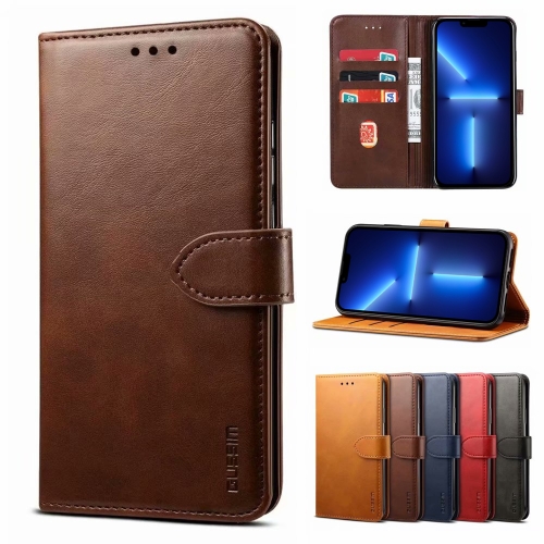 

GUSSIM Business Style Horizontal Flip Leather Case with Holder & Card Slots & Wallet For iPhone 13 Pro(Brown)