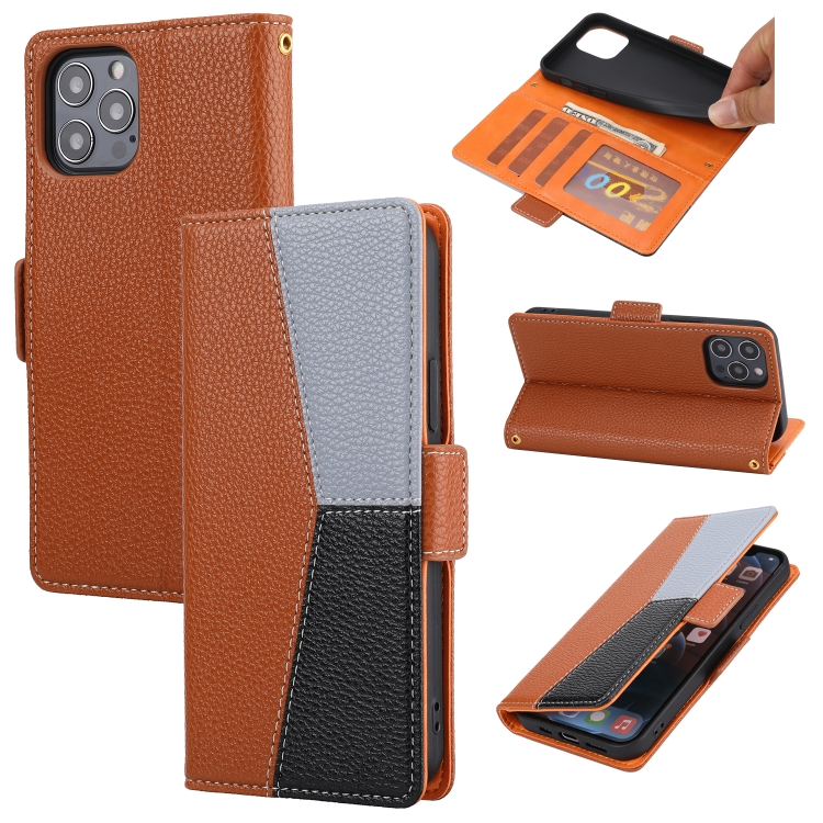 

Litchi Texture Color Matching Horizontal Flip Leather Case with Card Slots & Holder & Wallet & Photo Frame For iPhone 13 Pro Max(Brown)