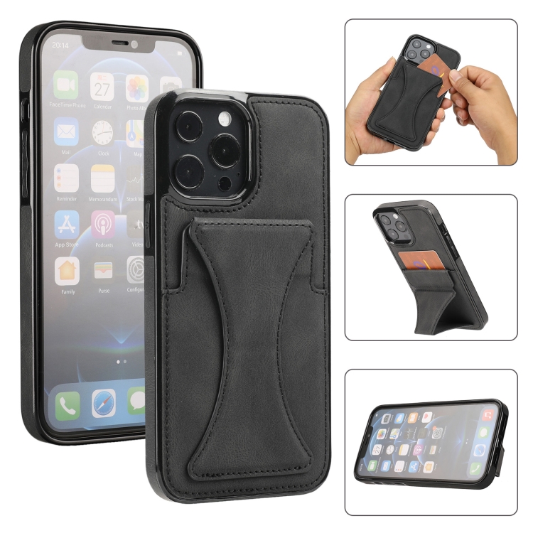 

Ultra-thin Shockproof Protective Case with Holder & Metal Magnetic Function For iPhone 13 Pro Max(Black)
