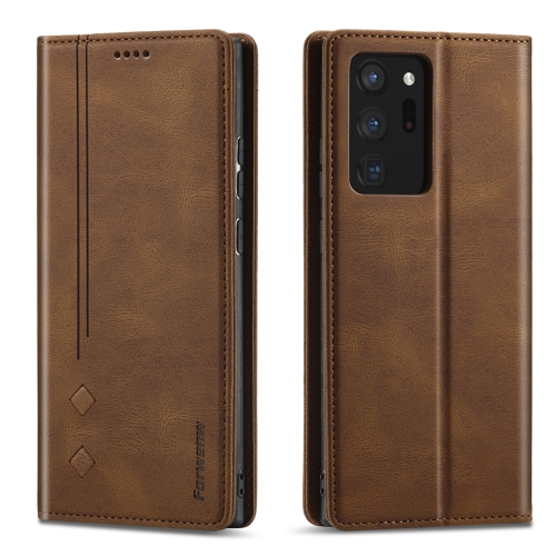 

For Samsung Galaxy Note20 Ultra Forwenw F2 Series Magnetic Horizontal Flip Leather Case with Holder & Card Slots & Wallet(Brown)