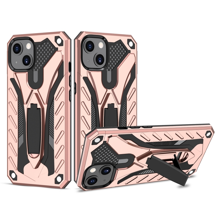 

Shockproof TPU + PC Protective Case with Holder For iPhone 13 mini(Rose Gold)