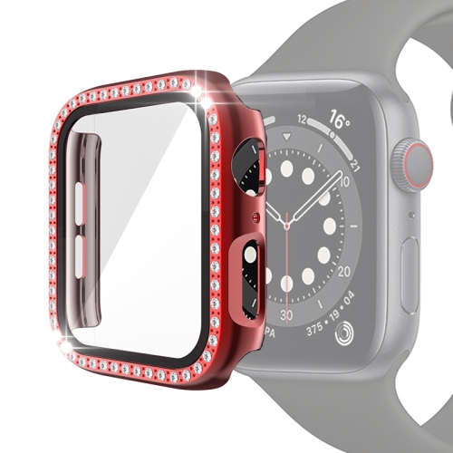 

Electroplating PC Single Row Diamond Protective Case with Tempered Glass Film For Apple Watch Series 3 & 2 & 1 38mm(Red)