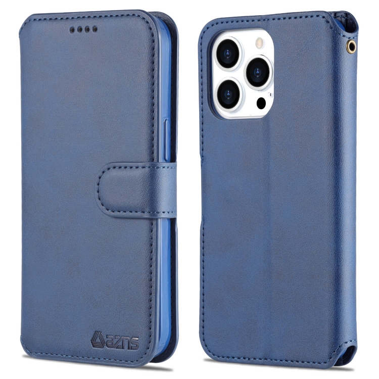 

AZNS Calf Texture Horizontal Flip Leather Case with Holder & Card Slots & Wallet & Photo Frame For iPhone 13 Pro(Blue)