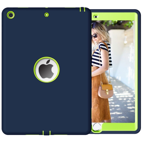 

For iPad 10.2 inch Anti-Fingerprint Shockproof PC + Silicone Protective Case(Navy Blue + Yellow Green)