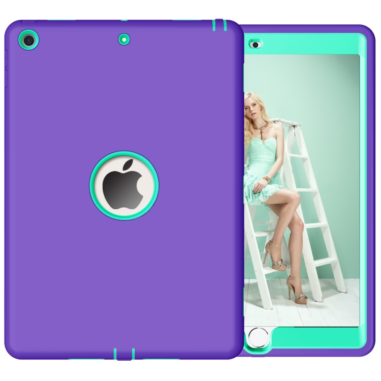 

For iPad 10.2 inch Anti-Fingerprint Shockproof PC + Silicone Protective Case(Purple + Mint Green)