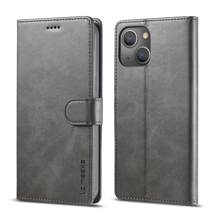 

LC.IMEEKE Calf Texture Horizontal Flip Leather Case with Holder & Card Slots & Wallet For iPhone 13(Grey)