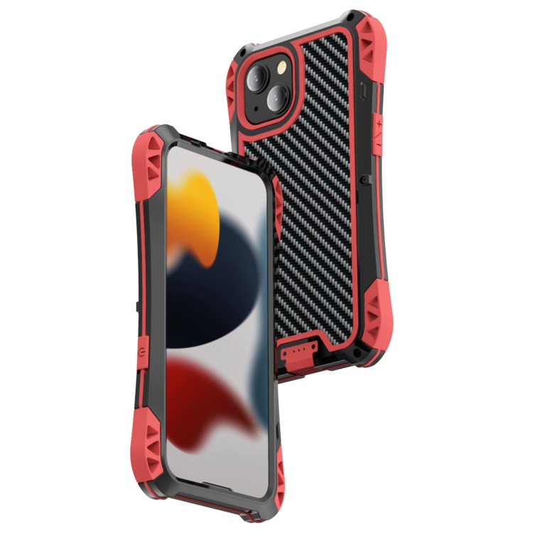 

R-JUST AMIRA Shockproof Dustproof Waterproof Metal Protective Case For iPhone 13 mini(Red)