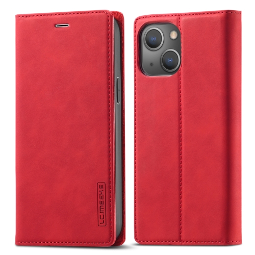 

LC.IMEEKE Strong Magnetic PU + Matte TPU Horizontal Flip Leather Case with Holder & Card Slots & Wallet For iPhone 13(Red)