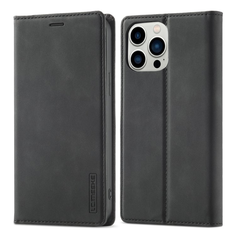 

LC.IMEEKE Strong Magnetic PU + Matte TPU Horizontal Flip Leather Case with Holder & Card Slots & Wallet For iPhone 13 Pro(Black)