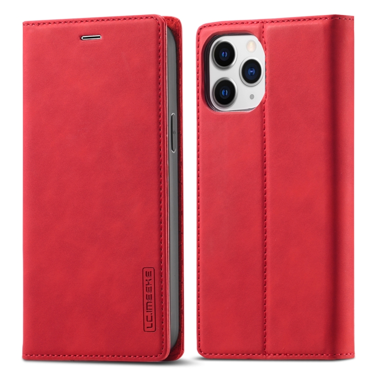 

LC.IMEEKE Strong Magnetic PU + Matte TPU Horizontal Flip Leather Case with Holder & Card Slots & Wallet For iPhone 13 Pro Max(Red)