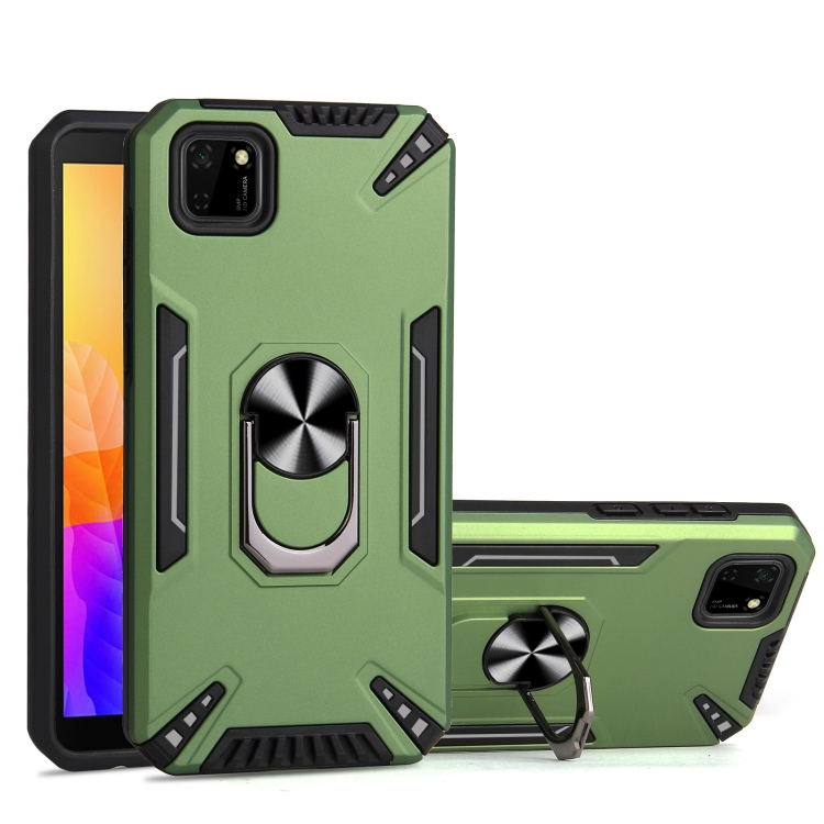 

For Huawei Y5p PC + TPU Protective Case with 360 Degrees Rotatable Ring Holder(Dark Green)