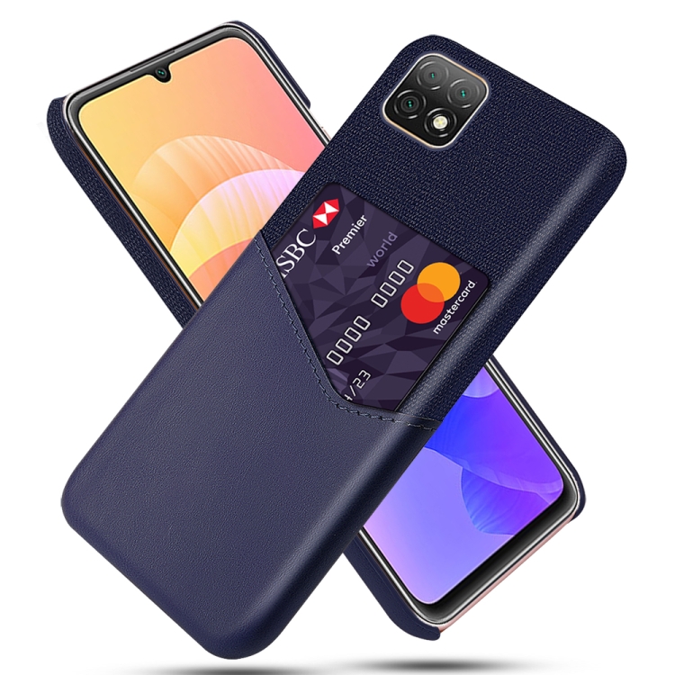 

For Huawei Enjoy 20 5G Cloth Texture PC + PU Leather Back Cover Shockproof Case with Card Slot(Blue)