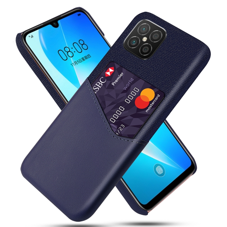 

For Huawei nova 8 SE Cloth Texture PC + PU Leather Back Cover Shockproof Case with Card Slot(Blue)