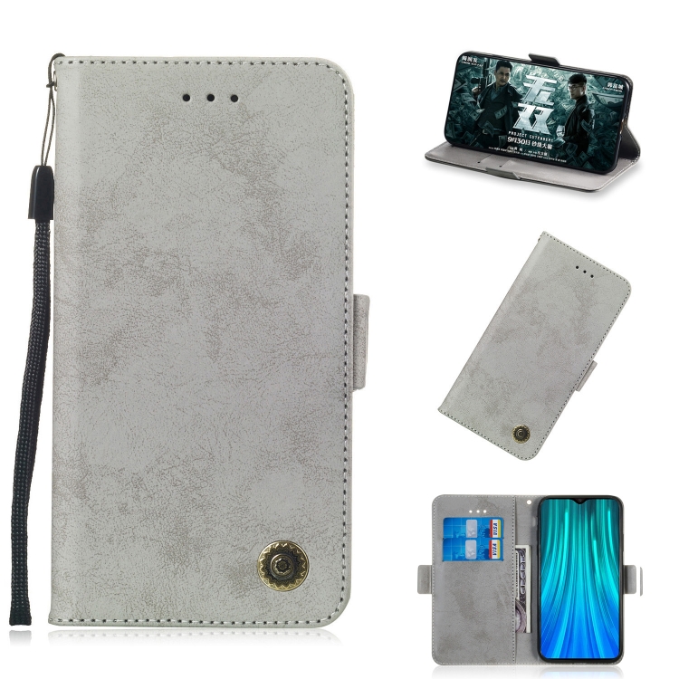 

For Xiaomi Redmi Note 8 Pro Retro Horizontal Flip PU Leather Case with Card Slots & Holder(Gray)