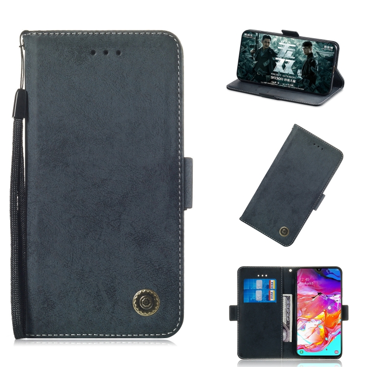 

For Galaxy A70 Retro Horizontal Flip PU Leather Case with Card Slots & Holder(Black)