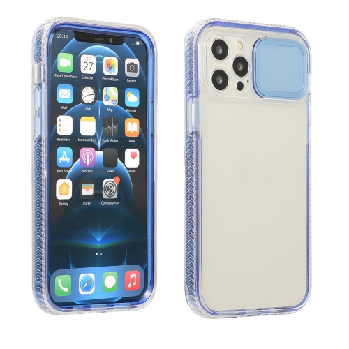 

Sliding Camera Cover Design Shockproof TPU Frame + Clear PC Case For iPhone 13(Blue)