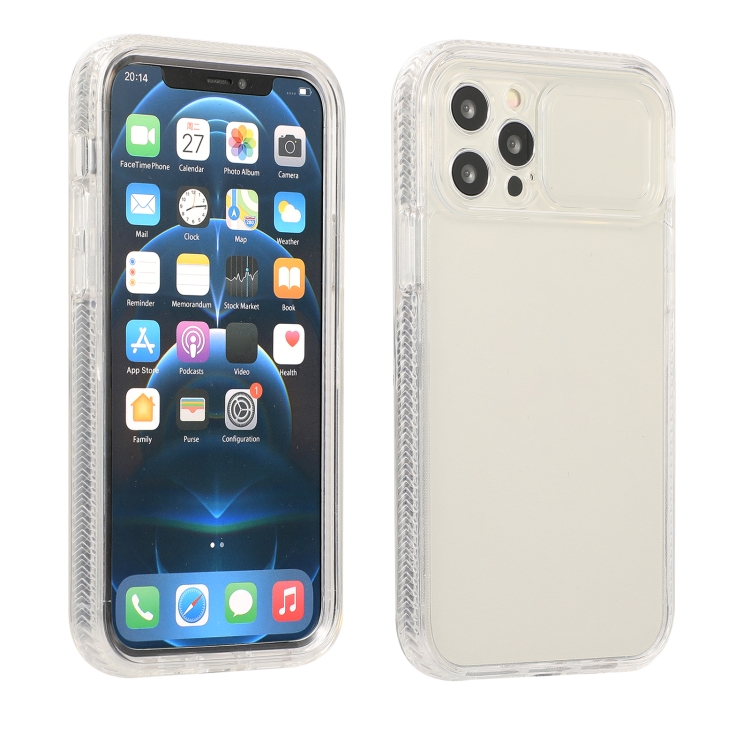 

Sliding Camera Cover Design Shockproof TPU Frame + Clear PC Case For iPhone 13 Pro(Transparent)